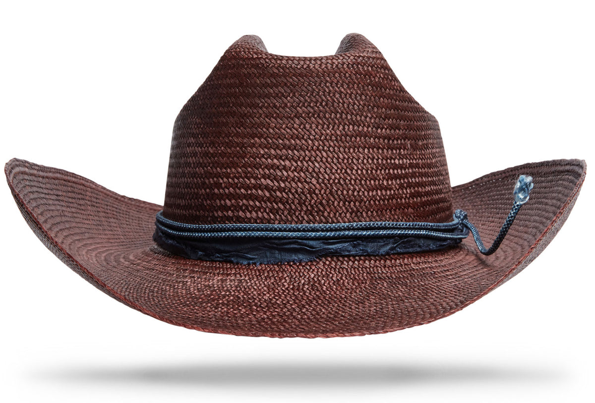 Oxblood Worth Worth Distressed Cowboy Straw Hat - Main Image