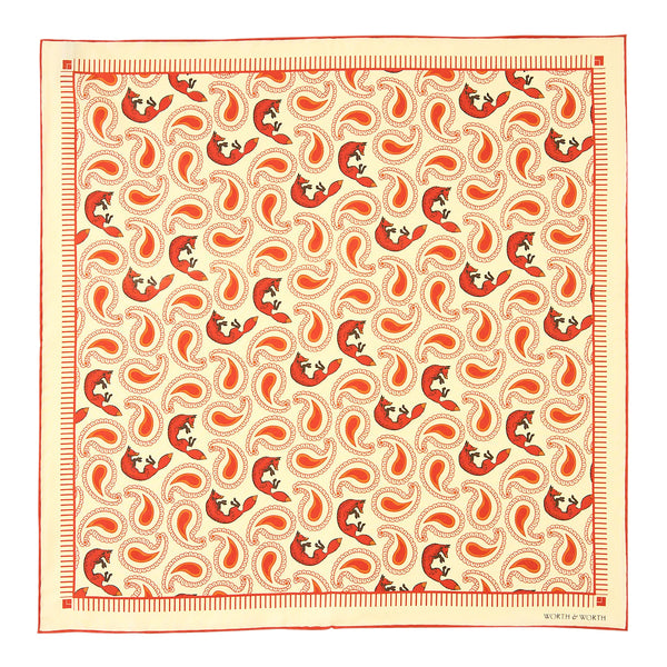 >Ember Fox Silk Pocket Square - Ecru|Copper