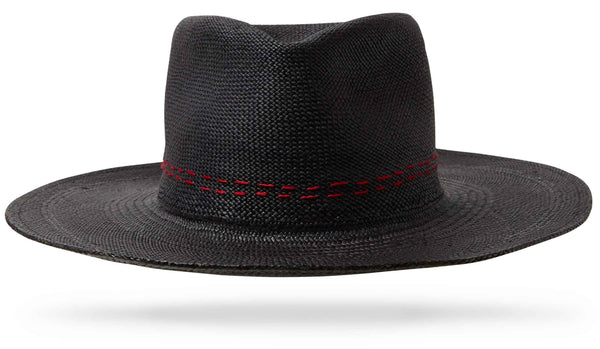 NOAKE, 100% Straw, Stylish Black Straw Fedora Hat NovaFedorasideviewtransparent_  main image 2